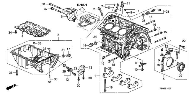 2008 Honda Accord Cylinder Block - Oil Pan (V6) Diagram