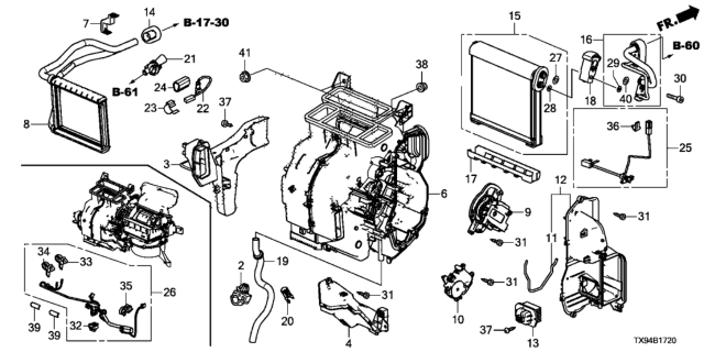 2014 Honda Fit EV Clip, Drain Hose Diagram for 80381-TF0-G01