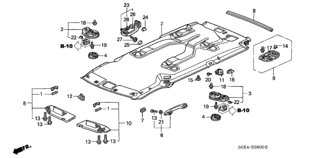 2003 Honda Odyssey Sunvisor Assembly, Driver Side (Mild Beige) (Vanity Mirror) Diagram for 83280-S0X-A03ZC
