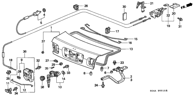 1999 Honda Civic Cable, Fuel Lid Opener (Driver Side) Diagram for 74411-S01-A01