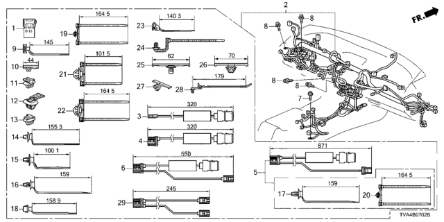 2018 Honda Accord Wire Harness, Instrument Diagram for 32117-TVA-A40