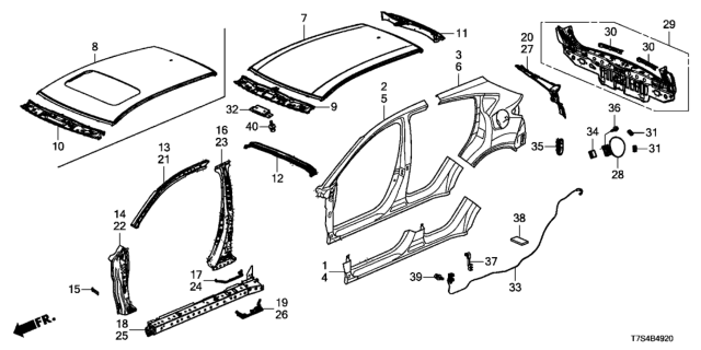 2019 Honda HR-V Outer Panel - Rear Panel Diagram