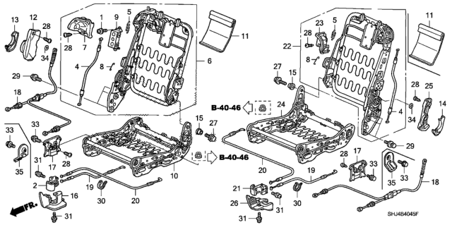 2010 Honda Odyssey Middle Seat Components - Diagram 1