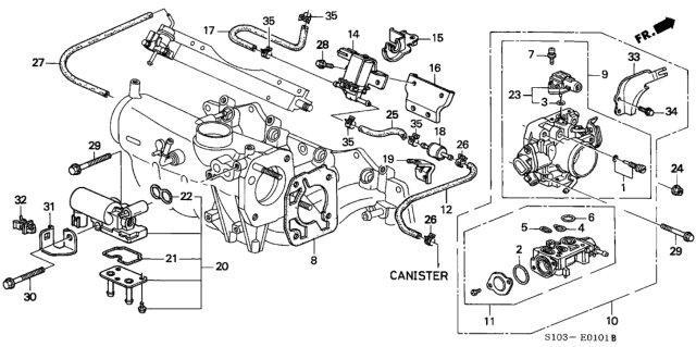 2001 Honda CR-V O-Ring (31.2X1.9) Diagram for 16075-PE2-005