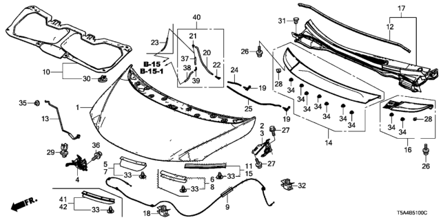 2015 Honda Fit Garnish Assy., R. Hood Diagram for 74147-T5A-000