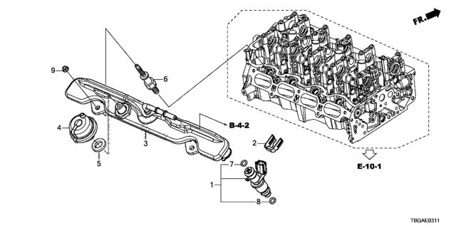 2020 Honda Civic 2 Door LX KL CVT Fuel Injector Diagram