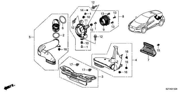 2014 Honda CR-Z Ring, Seal Diagram for 17258-RWK-000