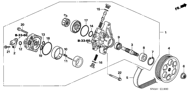2007 Honda Civic Power Steering Pump Diagram for 06561-RNA-515RM
