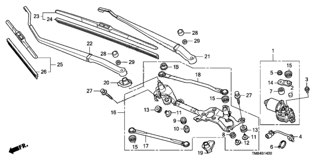 2012 Honda Insight Arm, Windshield Wiper (Passenger Side) Diagram for 76610-TM8-A11