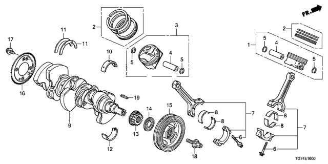 2017 Honda Pilot Crankshaft - Piston Diagram