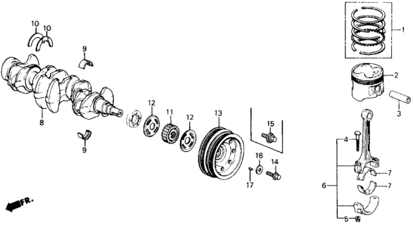 1991 Honda Civic Crankshaft - Piston Diagram