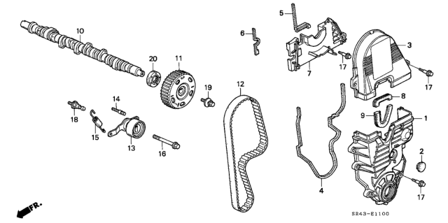 1994 Honda Civic 4 Door DX KA 4AT Camshaft - Timing Belt Diagram