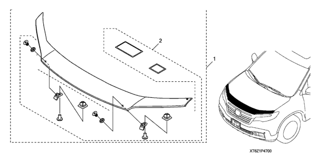 2019 Honda Ridgeline Hood Air Deflector (Low Profile) Diagram