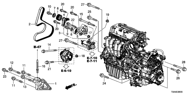 2013 Honda CR-V Cover, Bearing Diagram for 31185-RAA-A01