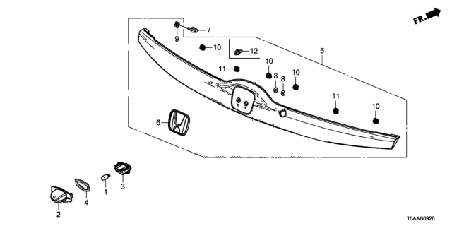 2020 Honda Fit 5 Door EX KA 6MT License Light - License Garnish Diagram