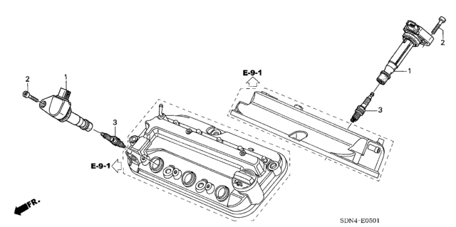 2003 Honda Accord Coil, Plug Hole Diagram for 30520-P8E-A01