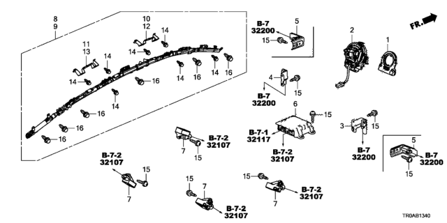 2013 Honda Civic Sensor Assy., FR. Crash Diagram for 77930-TR3-C11
