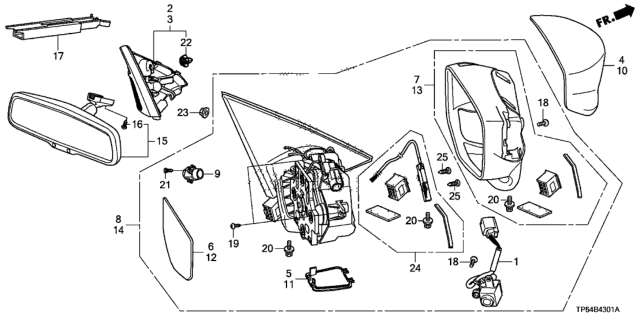 2015 Honda Crosstour Mirror Assembly, Passenger Side (R.C.) (Heated) Diagram for 76208-TP6-A51