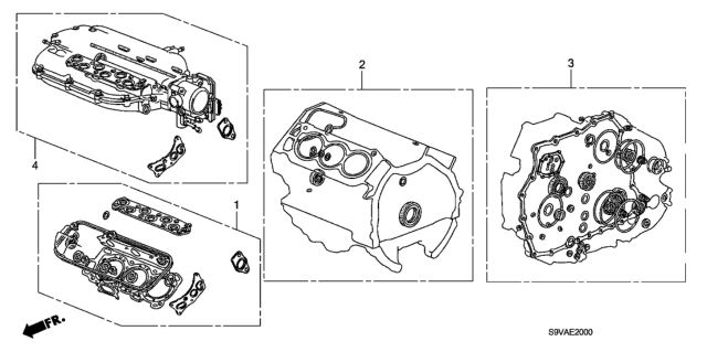 2008 Honda Pilot Gasket Kit, Cylinder Block Diagram for 06111-RDV-010