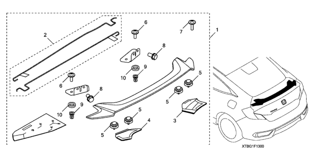 2020 Honda Civic Spoiler - Wing Diagram