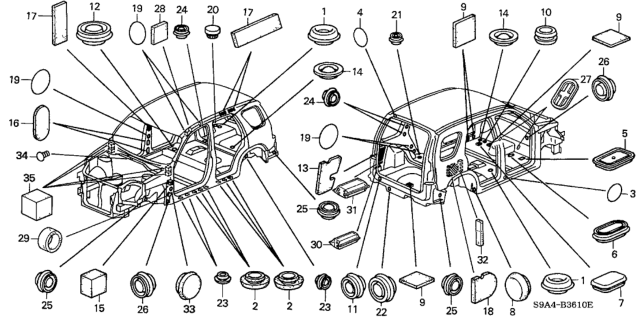 2005 Honda CR-V Grommet, Drain Hole (25MM) Diagram for 82871-S6D-E01