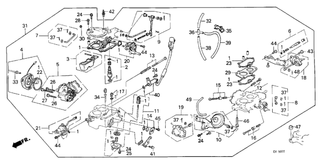 1985 Honda Civic Gasket Set, Carburetor Diagram for 16010-PE0-702