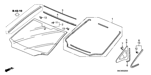 2007 Honda Civic 4 Door MX (HYBRID) KA CVT Front Windshield Diagram