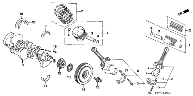 2006 Honda Pilot Ring Set, Piston (Over Size) (0.25) (Allied Ring) Diagram for 13021-PGE-A01