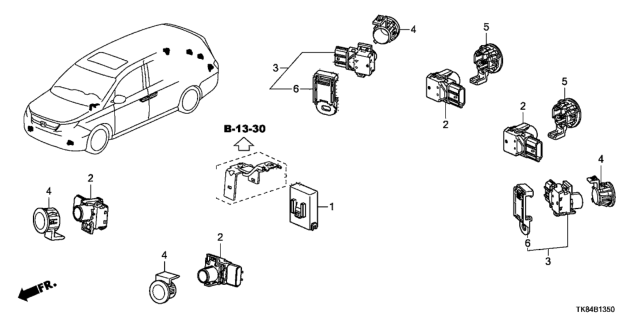 2013 Honda Odyssey Sensor Assembly, Parking (White Diamond Pearl) Diagram for 39680-TK8-A01YE
