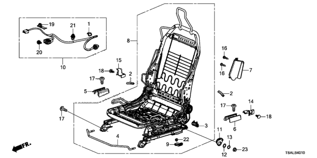 2020 Honda Civic Front Seat Components (Driver Side) Diagram