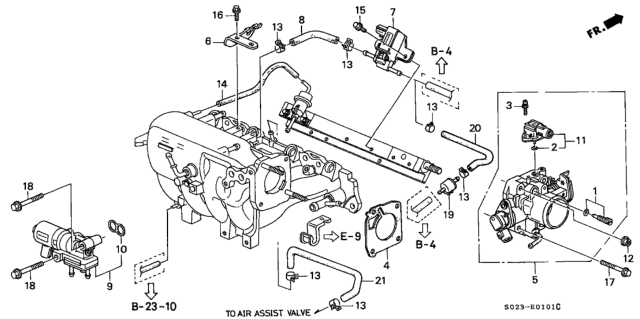 2000 Honda Civic Body Assembly, Throttle (Gf96A) Diagram for 16400-P2M-Q01