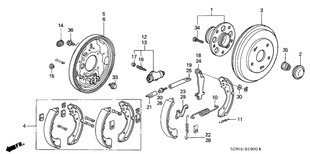 2003 Honda Accord Cylinder Assembly B, Rear Wheel Diagram for 43301-S7A-003
