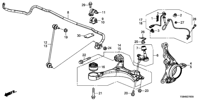 2013 Honda Civic Nut, Arm (Lower) (12MM) Diagram for 90363-S47-000