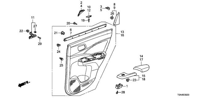 2015 Honda CR-V Switch Assembly, Power Window Rear Diagram for 35770-T1G-G11