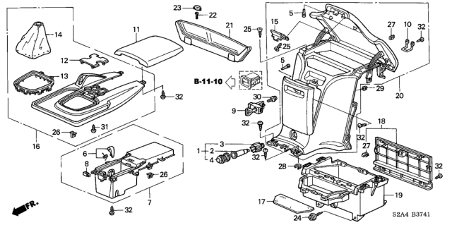 2005 Honda S2000 Panel, Center Console Switch *NH592L* (BP COOL SILVER) Diagram for 83403-S2A-A51ZB