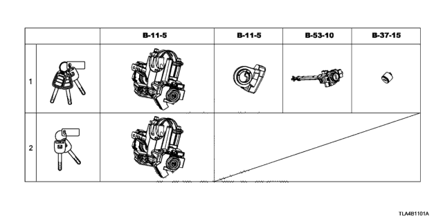 2019 Honda CR-V Key Cylinder Set Diagram