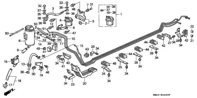 1993 Honda Accord Set, Fuel Strainer Complete Diagram for 16010-SM4-K51