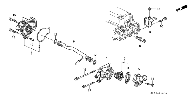 1993 Honda Civic Cover, Thermostat Diagram for 19311-P10-A00