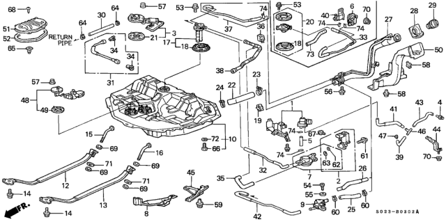 1999 Honda Civic Gasket Diagram for 17551-S84-A01