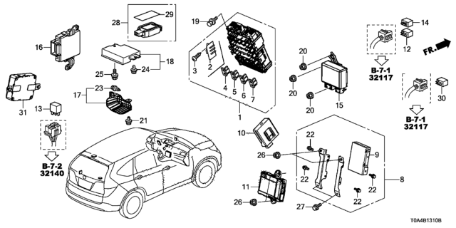 2016 Honda CR-V Box Assembly, Fuse Diagram for 38200-T0A-A04
