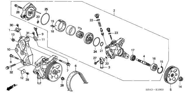 2003 Honda Civic Bolt, Power Steering Pump Adjusting Wing Diagram for 56996-P01-000