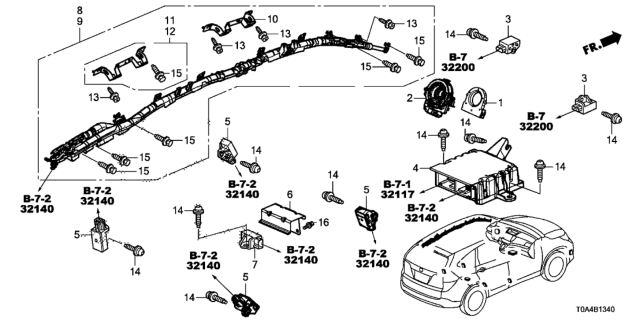 2015 Honda CR-V Sensor Assy,Side Diagram for 77970-TR0-A11