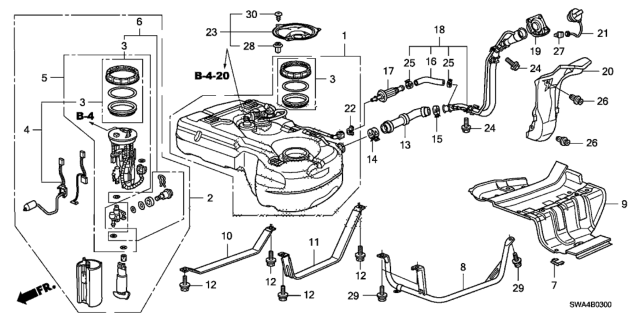 2011 Honda CR-V Band, Driver Side Fuel Tank Mounting Diagram for 17522-SWA-000