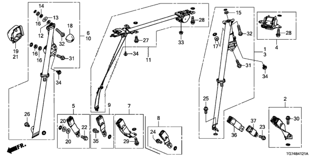 2019 Honda Pilot Outer Set L (Shadow Beige) Diagram for 04868-TG7-A21ZA