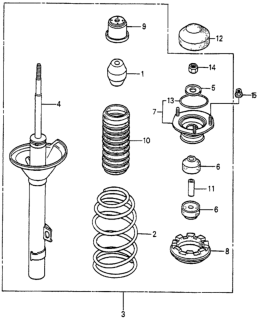 1984 Honda Accord Rubber, Shock Absorber Mounting Diagram for 52631-SB0-014