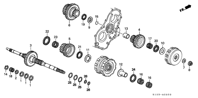 2000 Honda CR-V Bearing, Needle (23X29X15.8) Diagram for 91017-P56-003