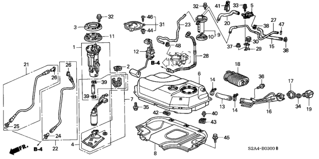 2002 Honda S2000 Rubber, Fuel Pump Insulator Diagram for 16711-S84-A01