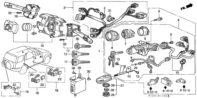 1997 Honda CR-V Screw, Flange (4X12) Diagram for 35409-692-013