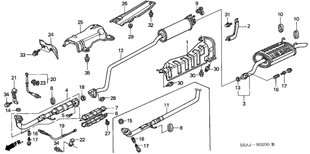 2002 Honda Civic Gasket, Exhuast Flexible Diagram for 18229-SNE-A01