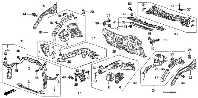 2008 Honda CR-V Nut, Flange (10MM) Diagram for 90002-S10-000